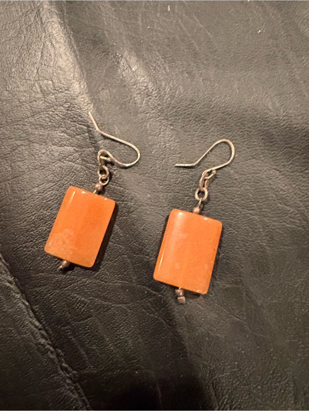 Handmade Orange Rectangular Drop Earrings — Women Jewelry